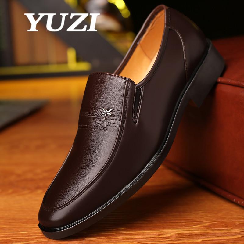 Yuzi Mens Dress Shoes Fashion Pointed Toe Lace Up Pria Sepatu Kasual Bisnis Coklat Hitam Kulit Oxfords Sepatu Ukuran Besar 38-44
