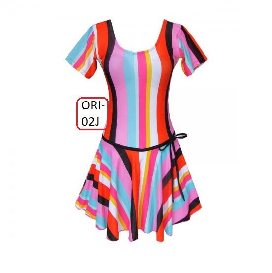 Baju Renang Diving Rok Jumbo Motif Vertikal Pelangi - 02J
