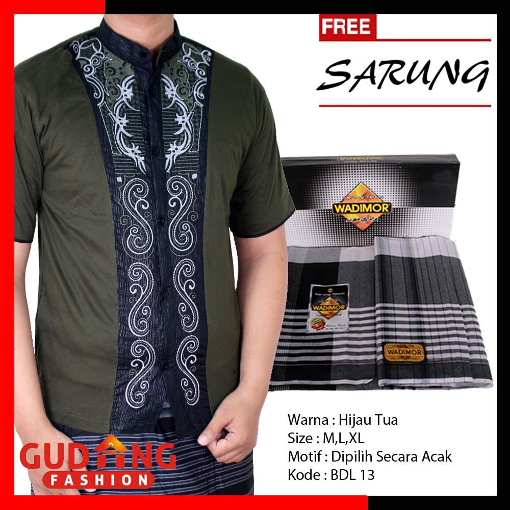 Gudang Fashion - Baju Koko Muslimin Pria Lengan Pendek + Free Sarung
