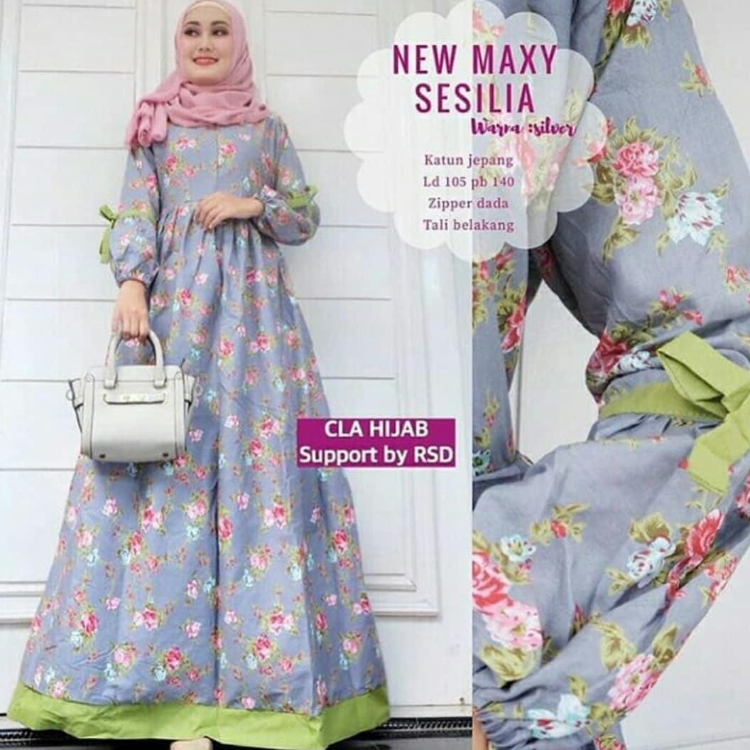 Baju Muslim Gamis Sesilia Maxi Dress Katun Jepang