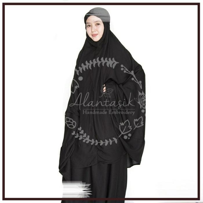 Jual mukena-mukena bali jumbo Mukena katun rayon polos hitam