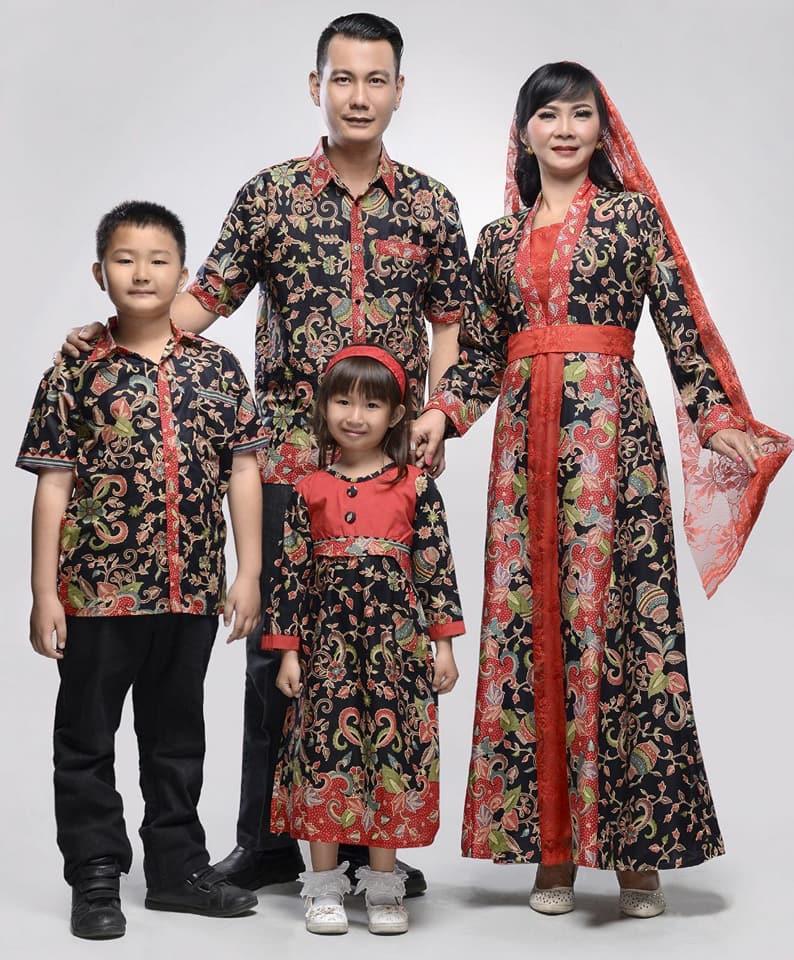 Baju Batik Keluarga Gamis Gentong Black