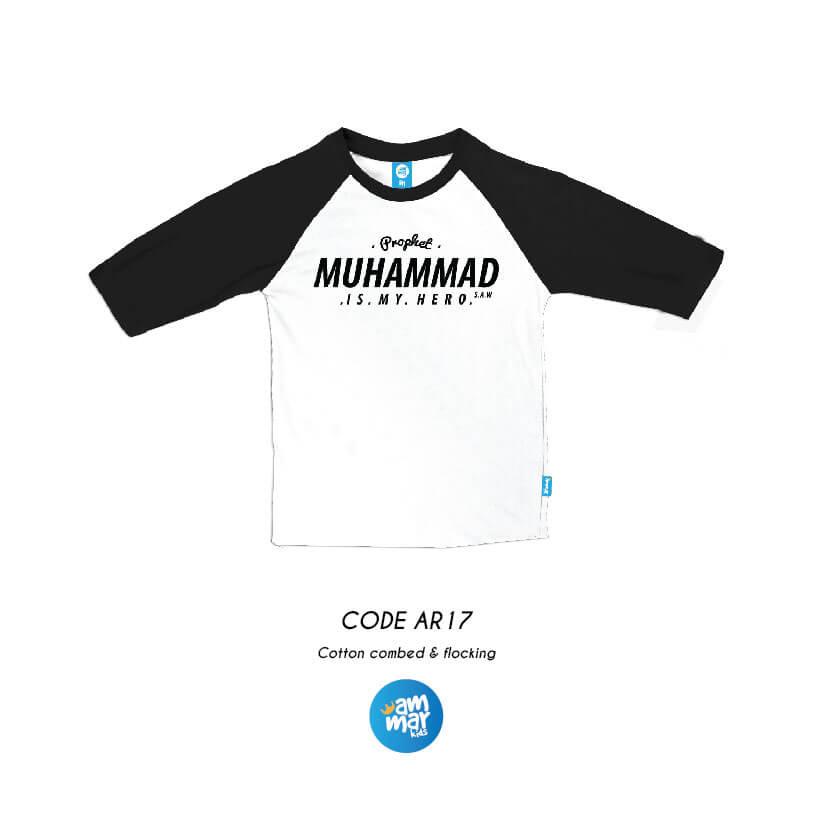 AMMAR KIDS KAOS RAGLAN DAKWAH ANAK MUSLIM MUHAMMAD IS MY HERO USIA 1-12 TAHUN