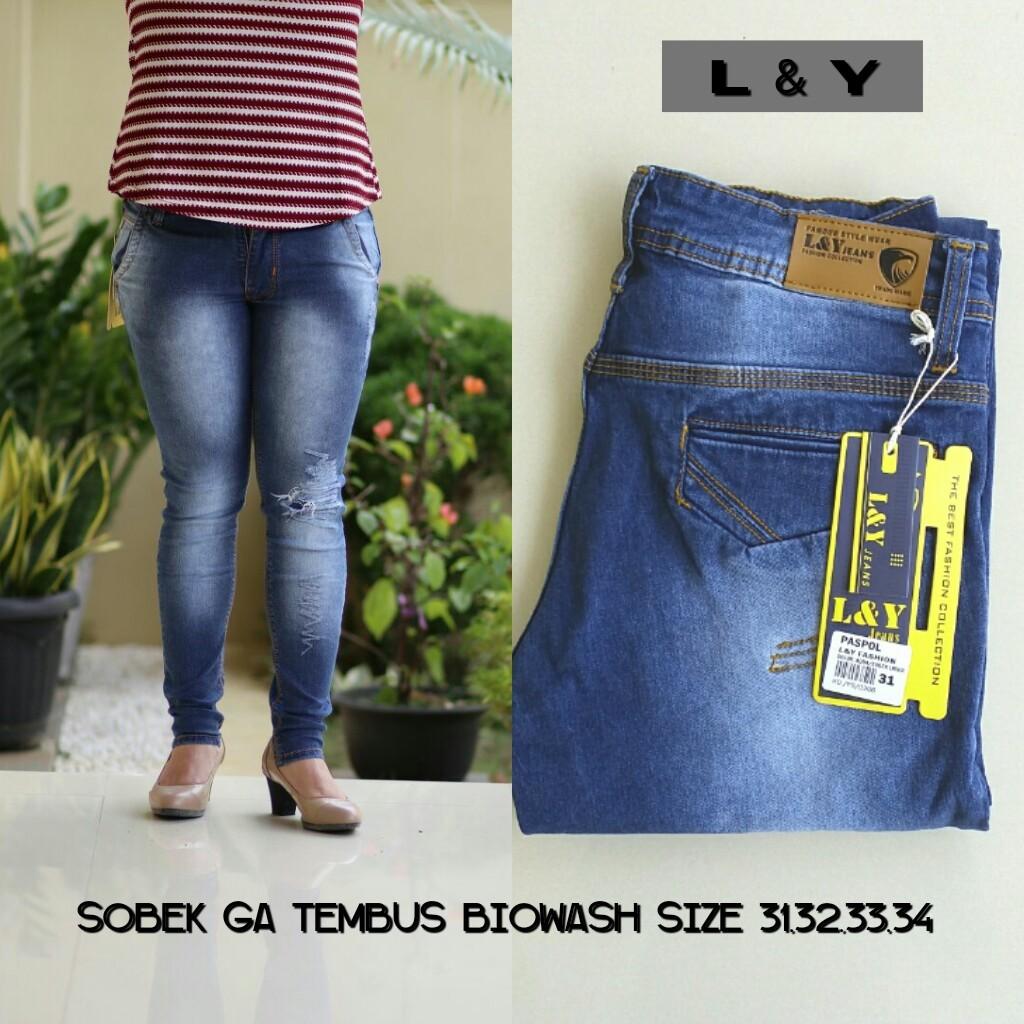 GA CELANA JEANS CEWE MOTIF SOBEK GA TEMBUS BIOWOSH KEREN