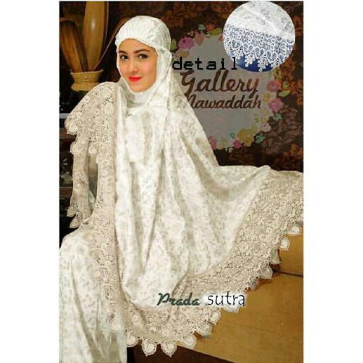 RDR MUKENA SUTRA DUBAI PRADA 100.000 Sutra prada mix brukat import + TAS. GOOD QUALITY. Putih
