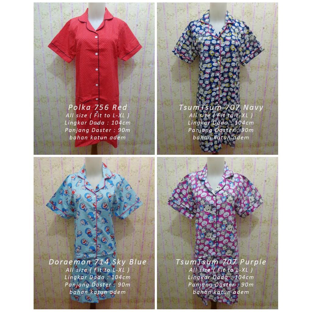Daster Katun Lucu Baju Dress Wanita Dewasa Lengan Pendek Busui Bumil Grosir Murah