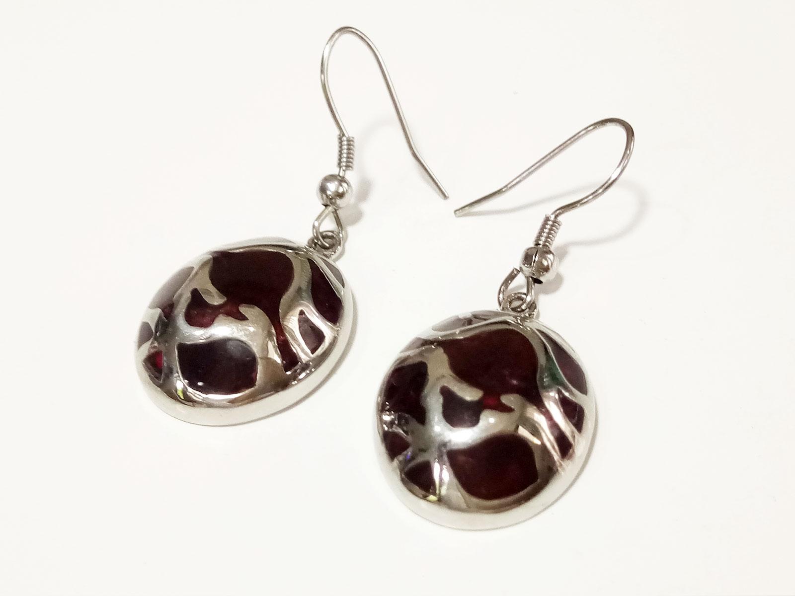 VeE Anting Wanita Titanium batu Giok Coklat Oval M4 - Terapi Kesehatan