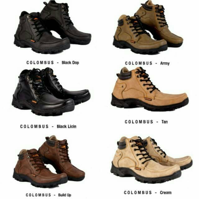 Sepatu Proyek Hummer Safety Boots Boot Pria Murah Black Tan Brwon Kulit Cat Cats Gunung Hiking