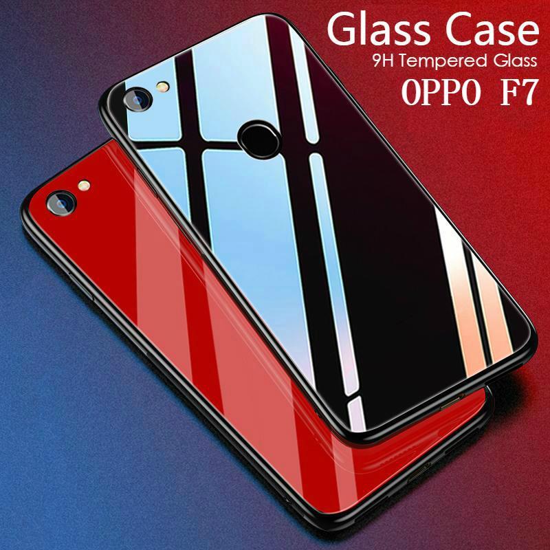 For Oppo F7 Glass Case HD Coverage Full Body Cover Tempered Glass Black cases For Oppo F7 Casing Shell