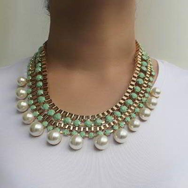 Kalung Fashion Diamond Weave Pearl Annular Design T65F7D