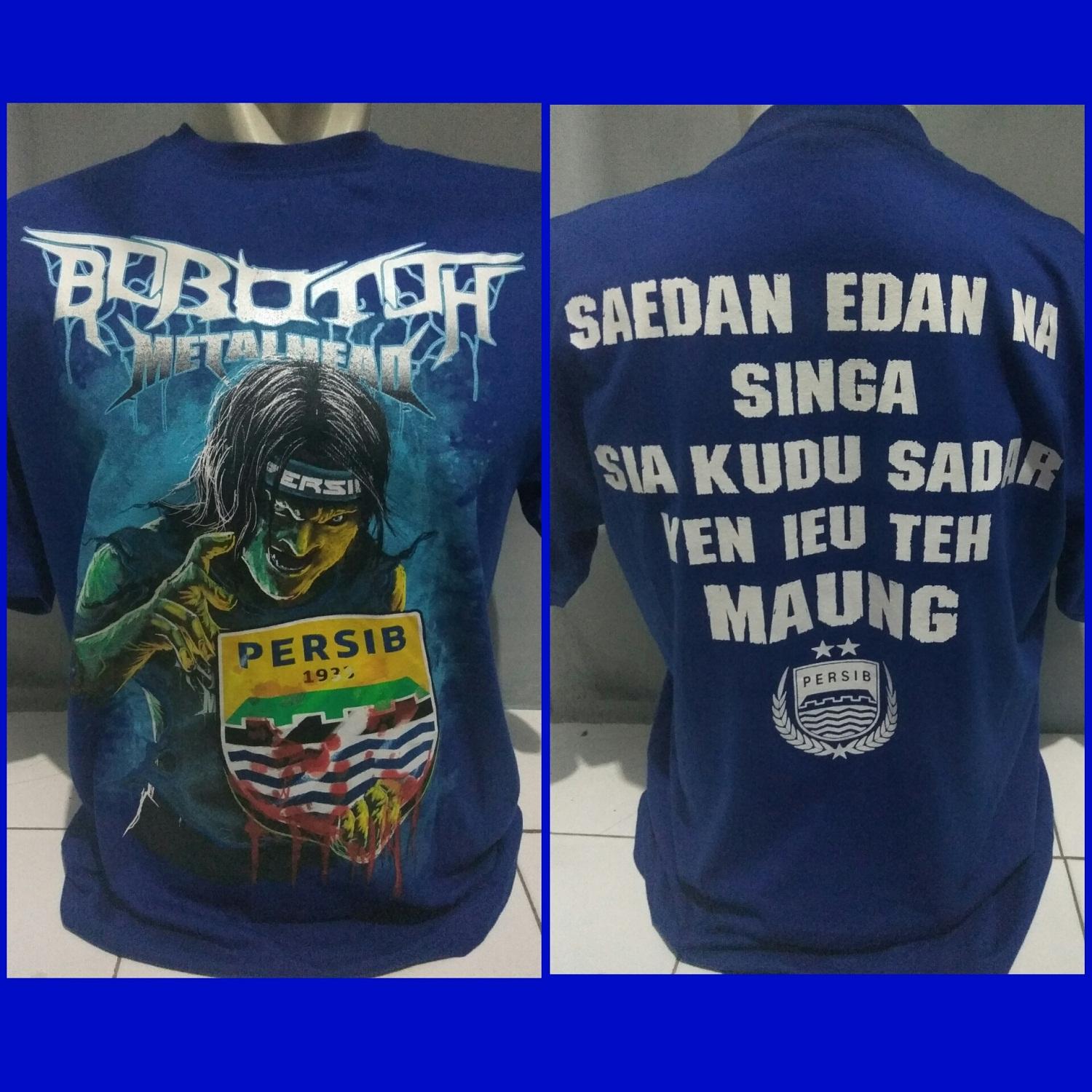 Baju supporter persib metal kaos bobotoh maung bandung tshirt viking bobotoh metalhead - maung bandung biru