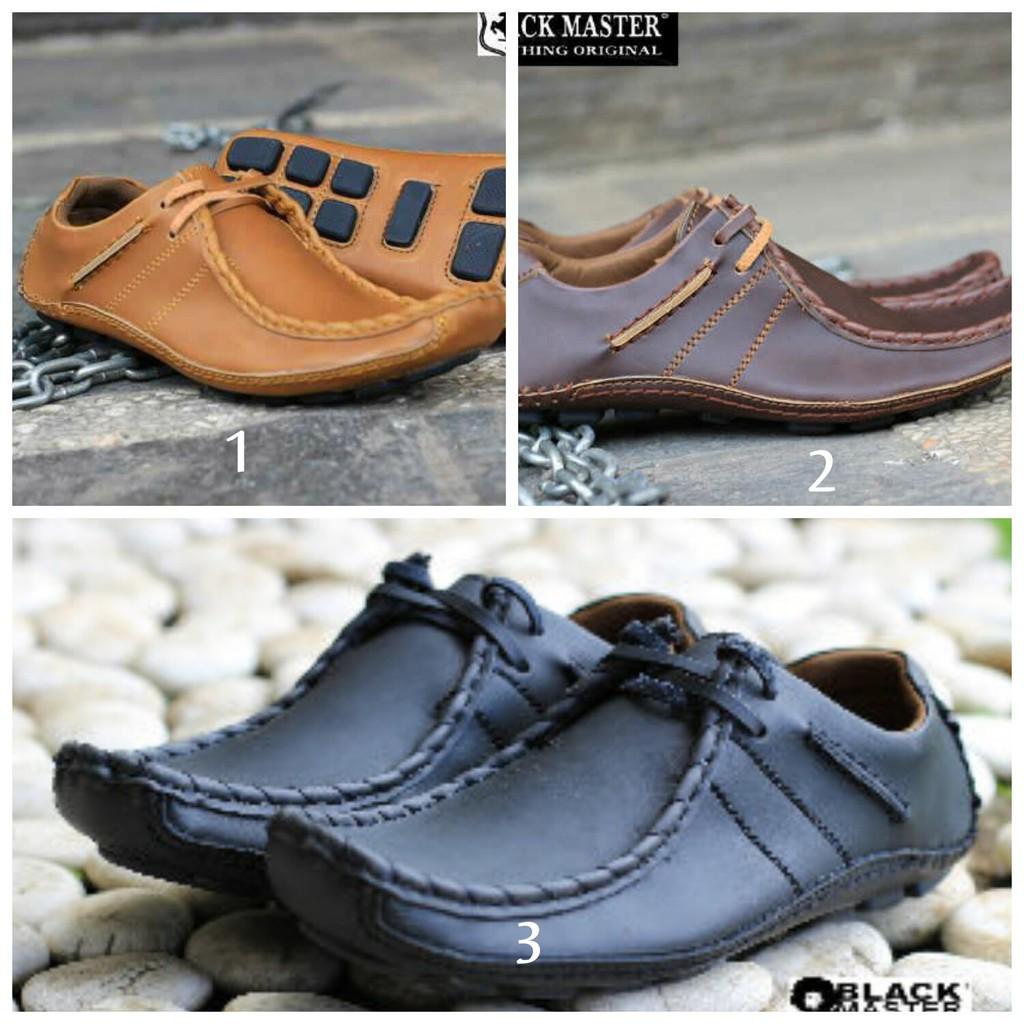 IS Sepatu Kerja Black Master Original Slop Tali Casual Formal Semi Kulit Premium Ferari Kickers Nike