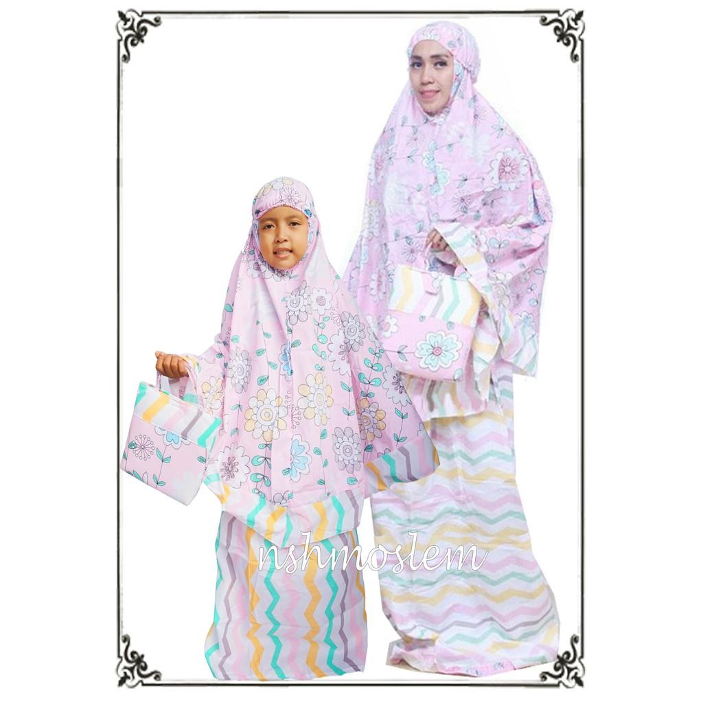 MUKENA SHABBY COUPLE IBU N ANAK ELSA PELANGI PINK ANAK SAJA