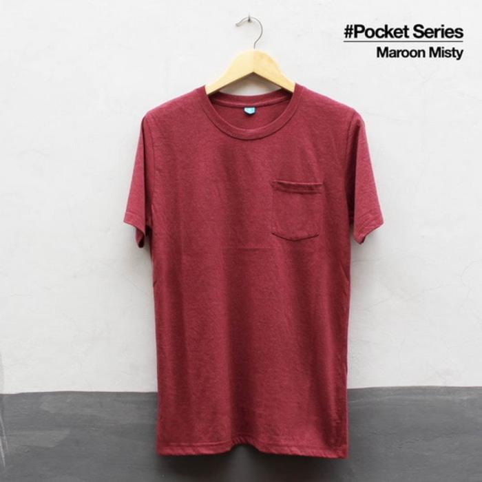 Baju Kaos Polos Lengan Pendek POCKET MAROON MISTY Saku Merah Marun