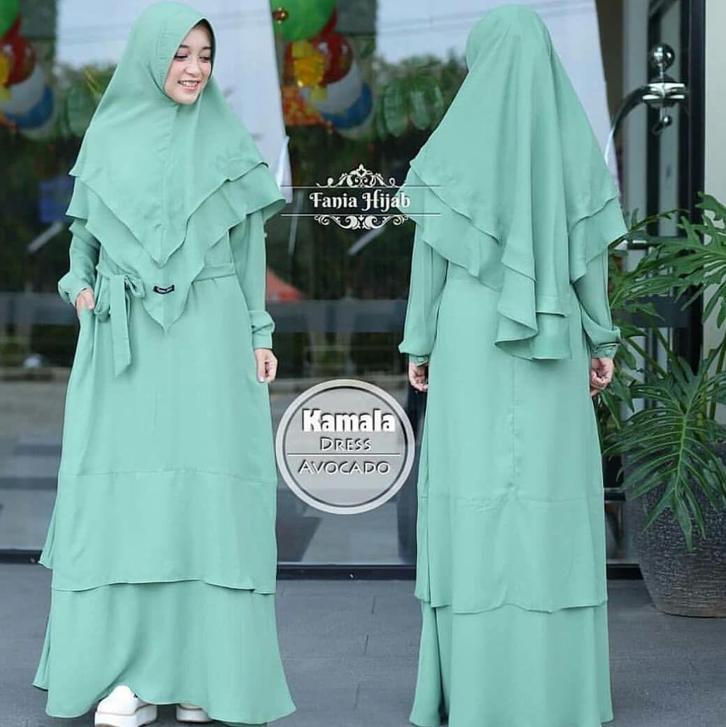 Gamis Kamala Syari - Fashion Gamis Syari plus Khimar - Mint / Marun / Pink / Hitam / Navy / Biru