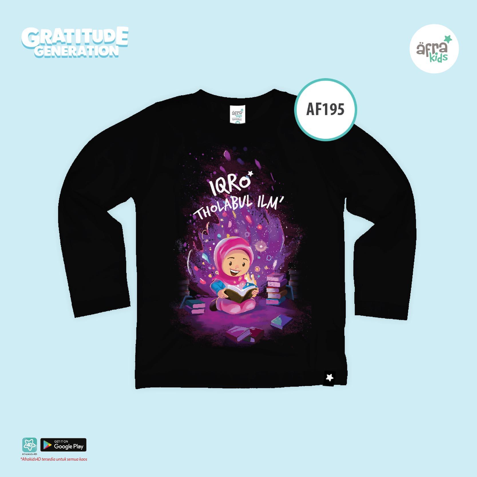 Aria Baju Kaos Anak Afrakids / Baju Kaos Anak Cewek / Baju Kaos Lengan Panjang Perempuan / AF195 - Hitam