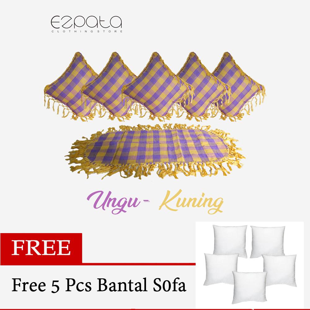 Ezpata Set (SBK) 5 Sarung Bantal Kursi +Taplak Meja Tamu Bahan Tenun Rumbai Motif Kotak-Kotak - Free 5 Pc Silicone Ezpata Set (SBK) 5 Sarung Bantal Kursi +Taplak Meja Tamu Bahan Tenun Rumbai Motif Kotak-Kotak - Free 5 Pc Silicone