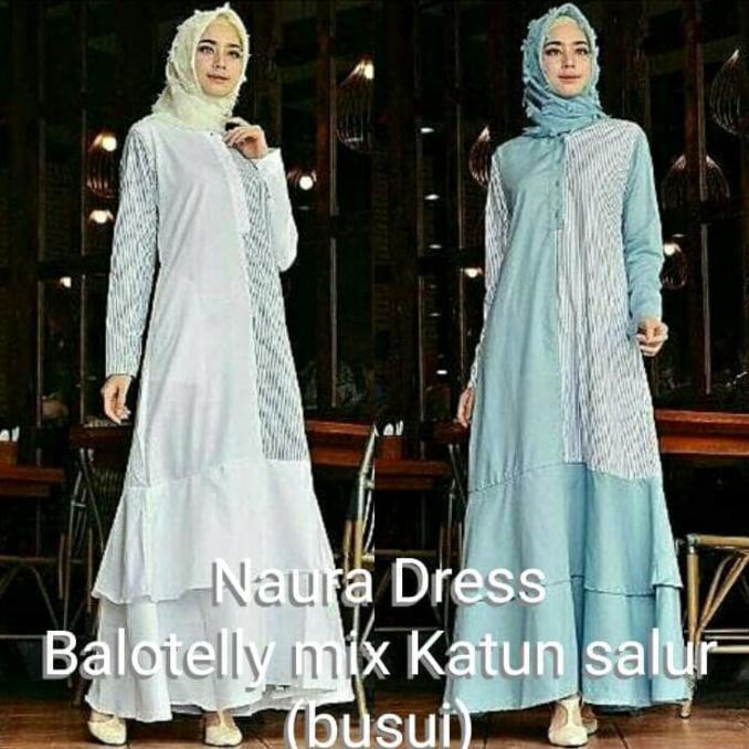 Dress Putih / Gamis Busui Murah / Baju Wanita Menyusui : Naura Dress Ghtsyh