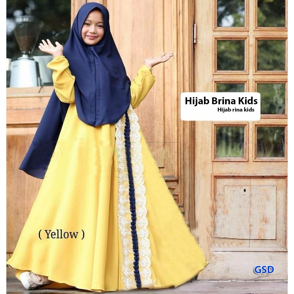 Wow keren - Busana muslim anak / gamis anak / maxi anak muslim / muslim anak anak / baju anak / dress anak / Set Brina.