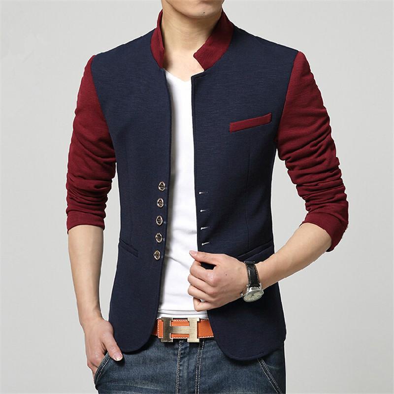 DOZN Jas Blazer Pria Korea Rain Navy lengan merah