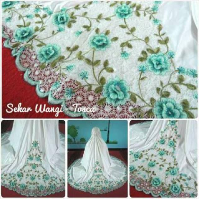 Mukenah rukuh cewek wanita mukenah sekar bahan sutra velvet bordir bunga gamis dress baju muslim Lp