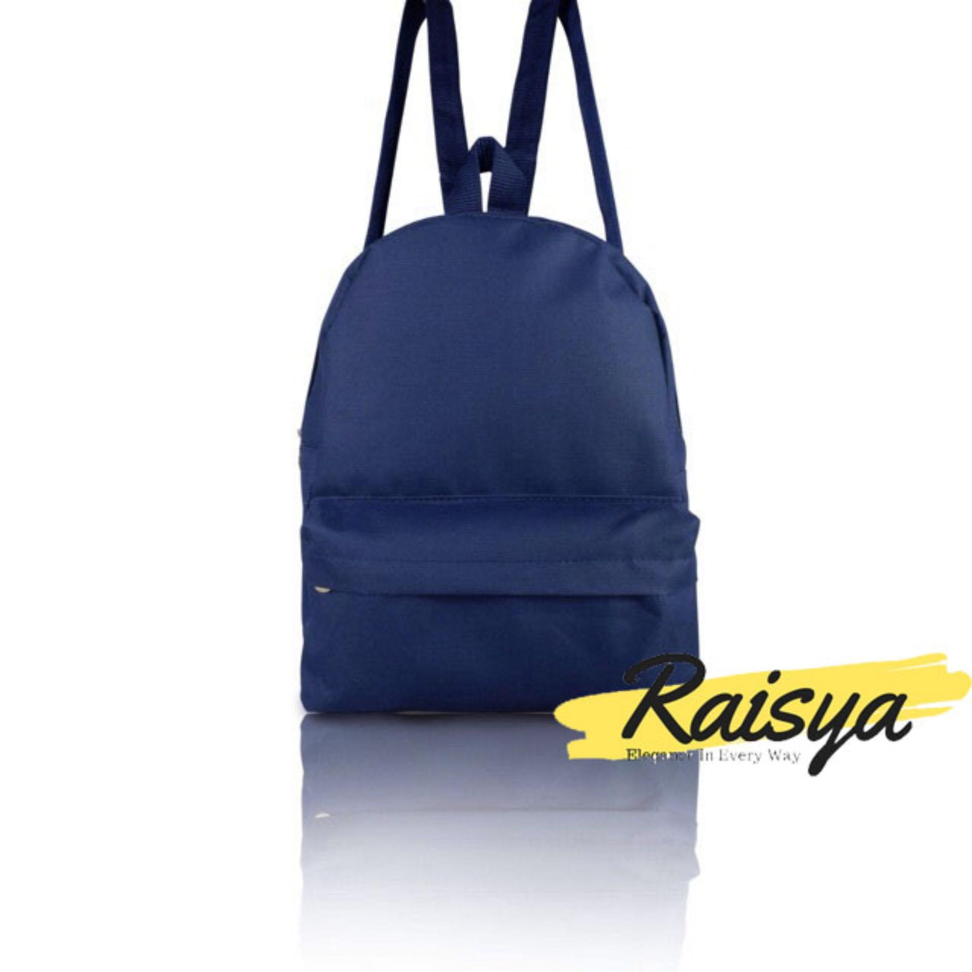 Raisya Tas Fashion Ransel Mini Canvas Polos - Navy