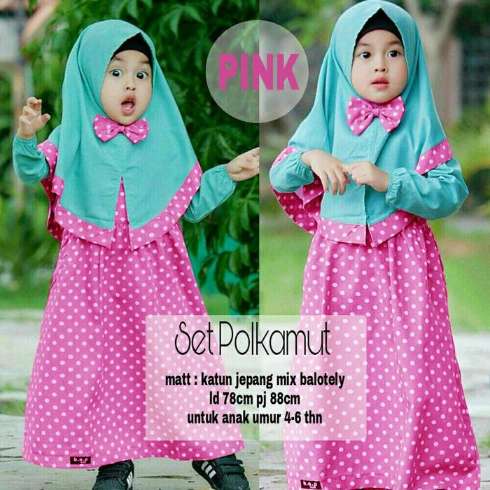 JUAL TERMURAH SET POPOY KID/Gamis Anak/Baju Muslim Anak/Set Polkamut