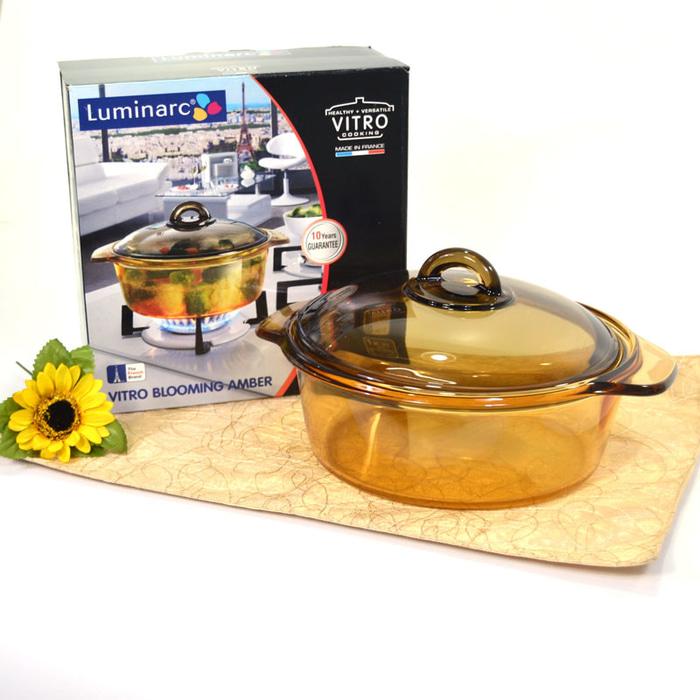 Luminarc Vitro Amber Casserole dgn Tutup 2 liter - Panci Masak kaca