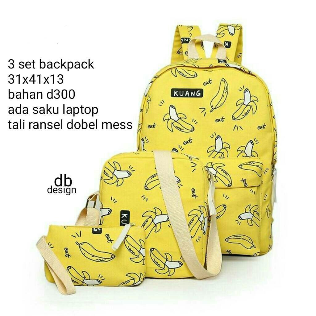 Jual Tas Ransel Sekolah Lucu Anak / Wanita Banana Pisang / Tas Grosir Murah Promo