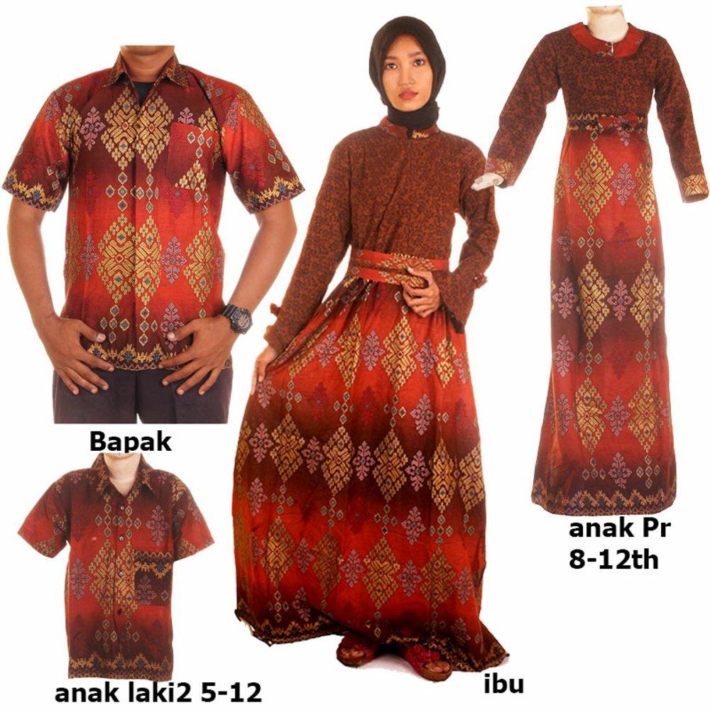 baju couple gamis batik keluarga bahan katun terbaru warna coklat JB Pro do Dewi