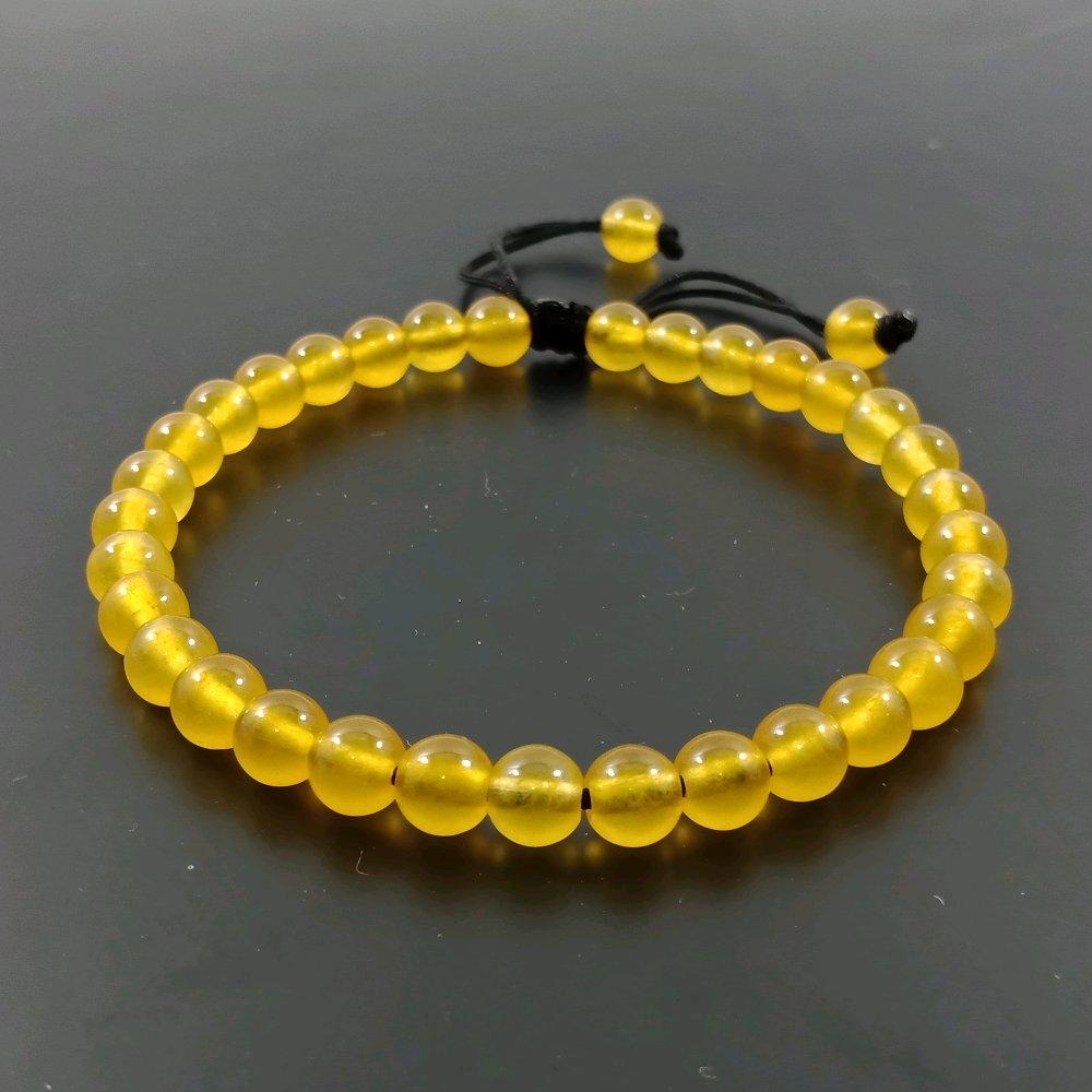 Gelang Tasbih Batu Giok Kuning Dim 6 Mm Model Tali Serut Shambala
