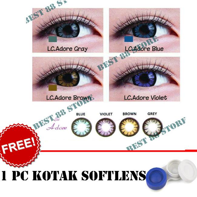 Softlens Living Color Adore : Blue,Brown, Grey, Violet - Kualitas Bagus + FREE Lenscase