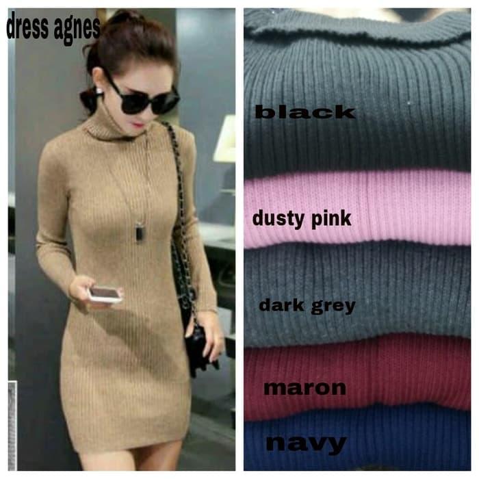 BAJU DRESS WANITA PAKAIAN IMPORT OBRAL RAJUT VAR COLOR TERBARU FG
