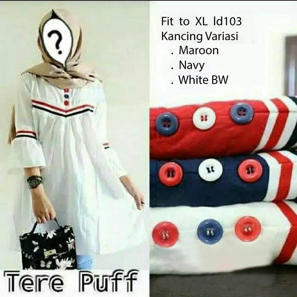 COUPLELOVER- KEMEJA TUNIK TERE PUFF FASHION WANITA BAJU ATASAN MUSLIM WEAR BLOUSE FASHION