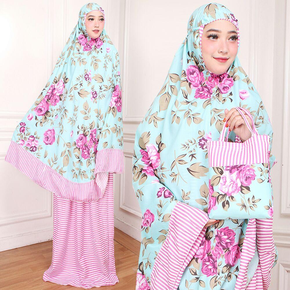 mukena katun jepang plus sarung dan plus tas