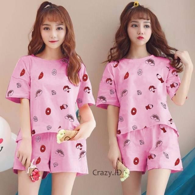 SETELAN DONUT ICE CREAM SOFTPINK CANTIK CUTE GIRLY LOOK MODIS KEKINIAN JAMAN NOW