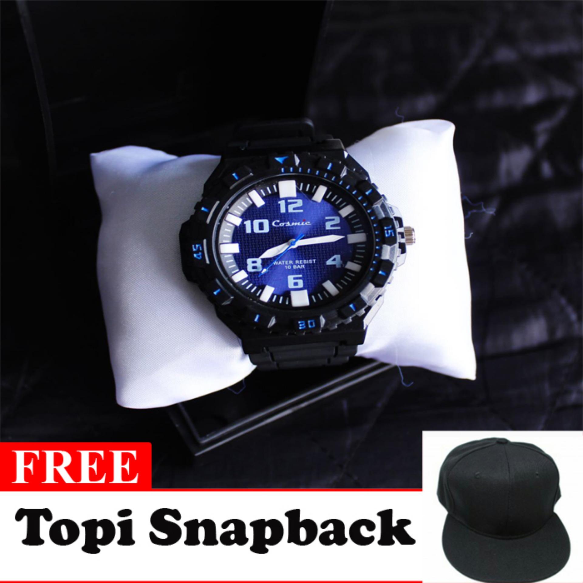 Cosmic Zero Jam Tangan Sport Analog - Hitam Free Topi Snapback