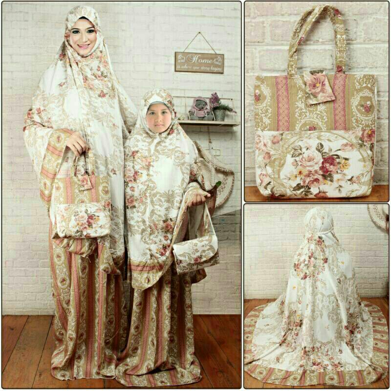 RamShop Stelan Mukena Couple Mom n kids Madina - Mukena ibu dan anak - Mukena Rayon