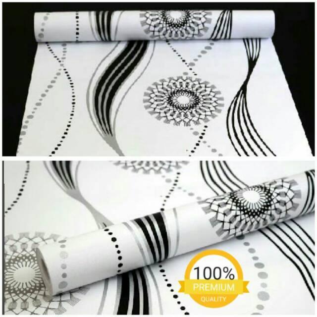 Wallpaper Dinding Murah Ruangan Tamu Kamar Cakra Matahari Hitam Putih Elegan Terbagus Terlariscantik