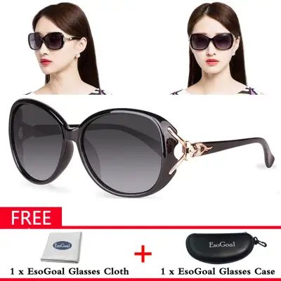 EsoGoal Women's Shades Oversized Polarized Fox Sunglasses 100% UV Protection with Free Storage Box - intl