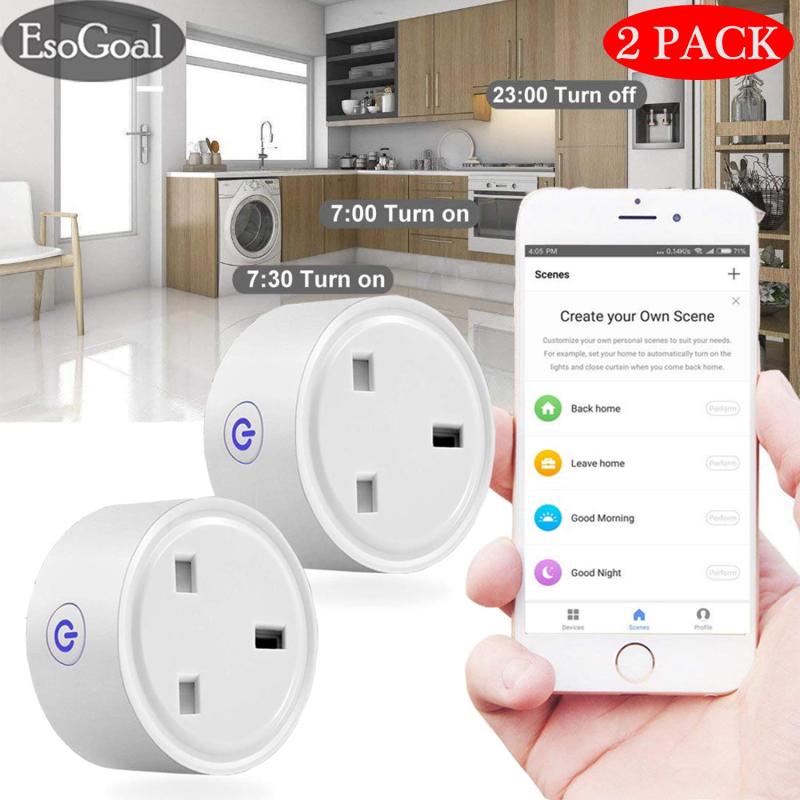 EsoGoal Mini WiFi Smart Socket Wireless Plug Socket Outlet Remote Control Power Socket Smart Timer Plug for Smart Home(2 Pack)