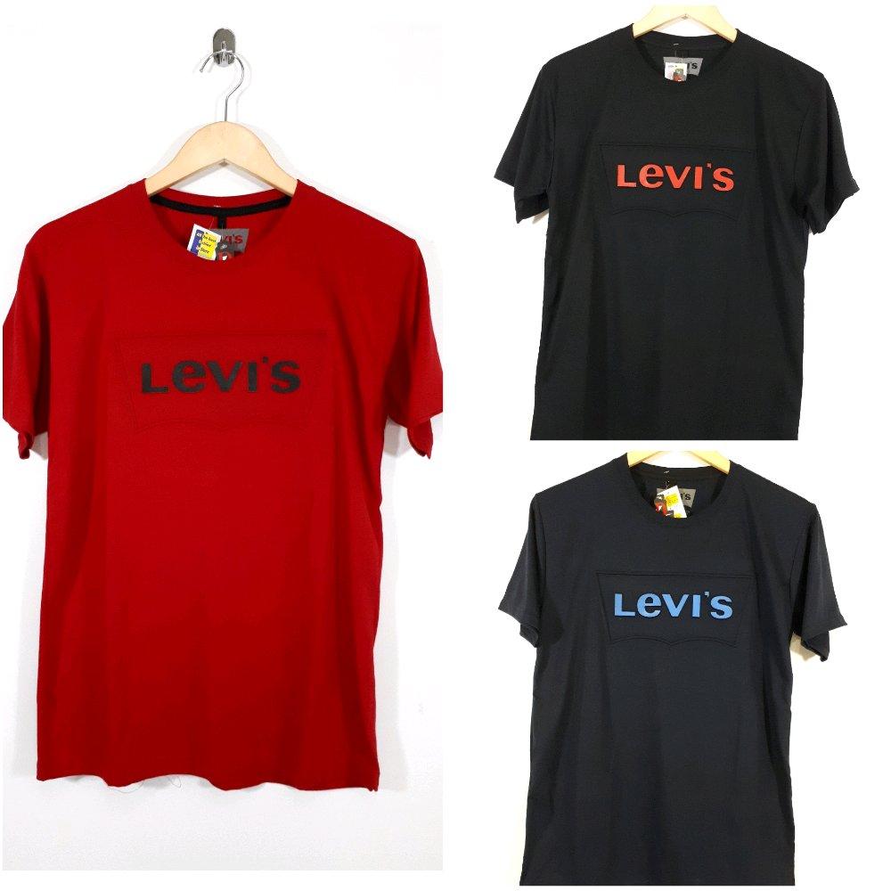 Baju Kaos Katun Polos Pria Cowok Tulisan Levis Size L-XL