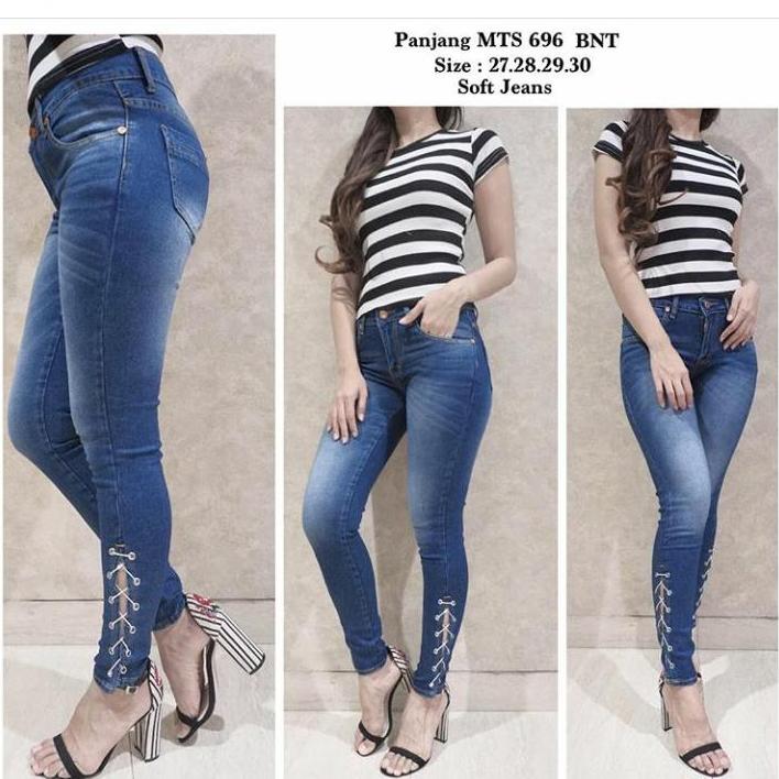 JHF - Terlaris - jeans wanita ripped tali samping