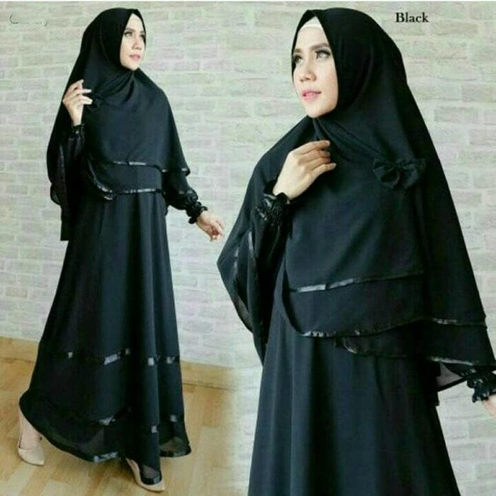 Anggun Syari Black gamis busui syari Warna Putih busana Muslim