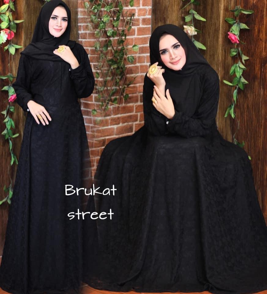 Baju muslim wanita murah/Gamis Syari Brokat terbaru terlaris/Gamis syari brokat klok empat meter busui