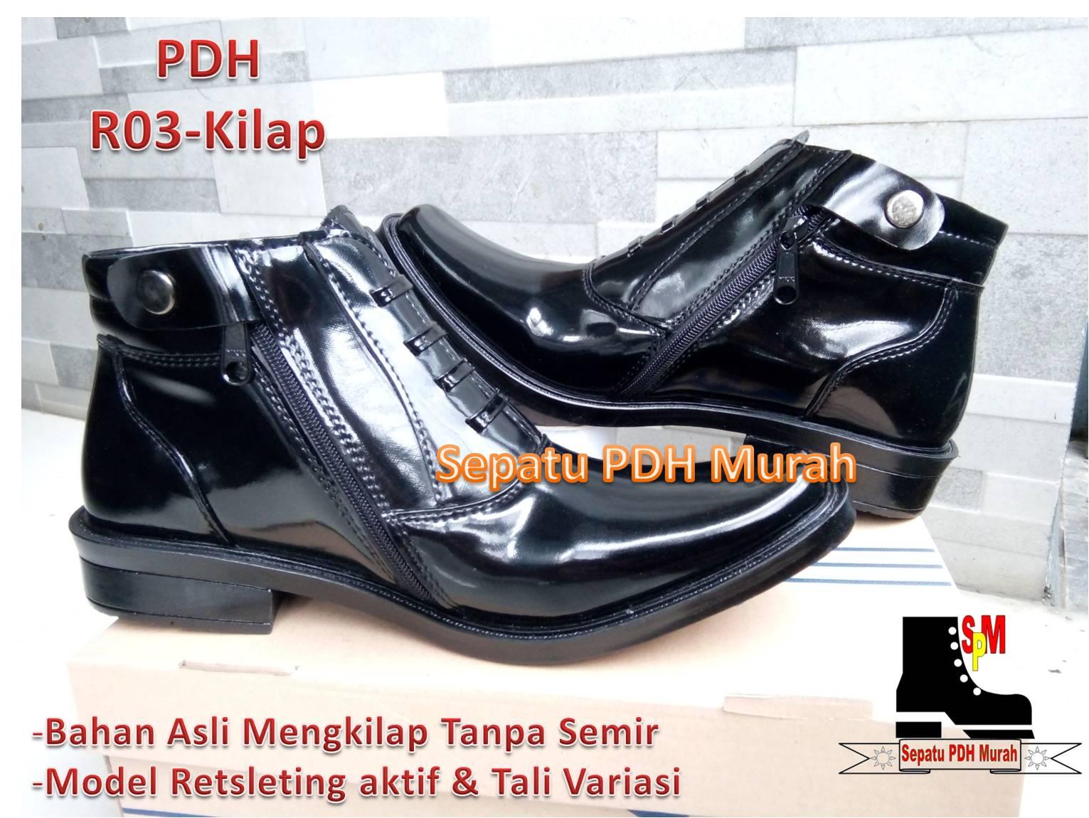 Sepatu PDH Mengkilap Asli, Model R-03 Standar Polri Harga Promo