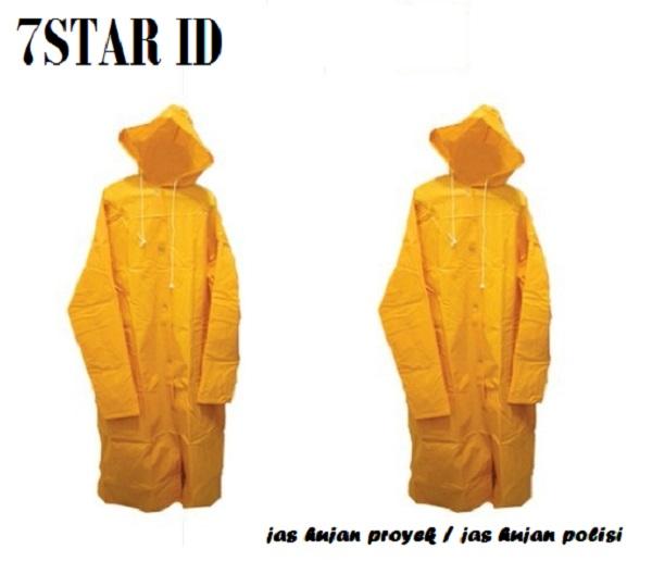 Jas Hujan Tebal Proyek Bahan PVC 100% Untuk Pria Wanita 7STAR - Jas Hujan Model Polisi - Varian Warna Kuning