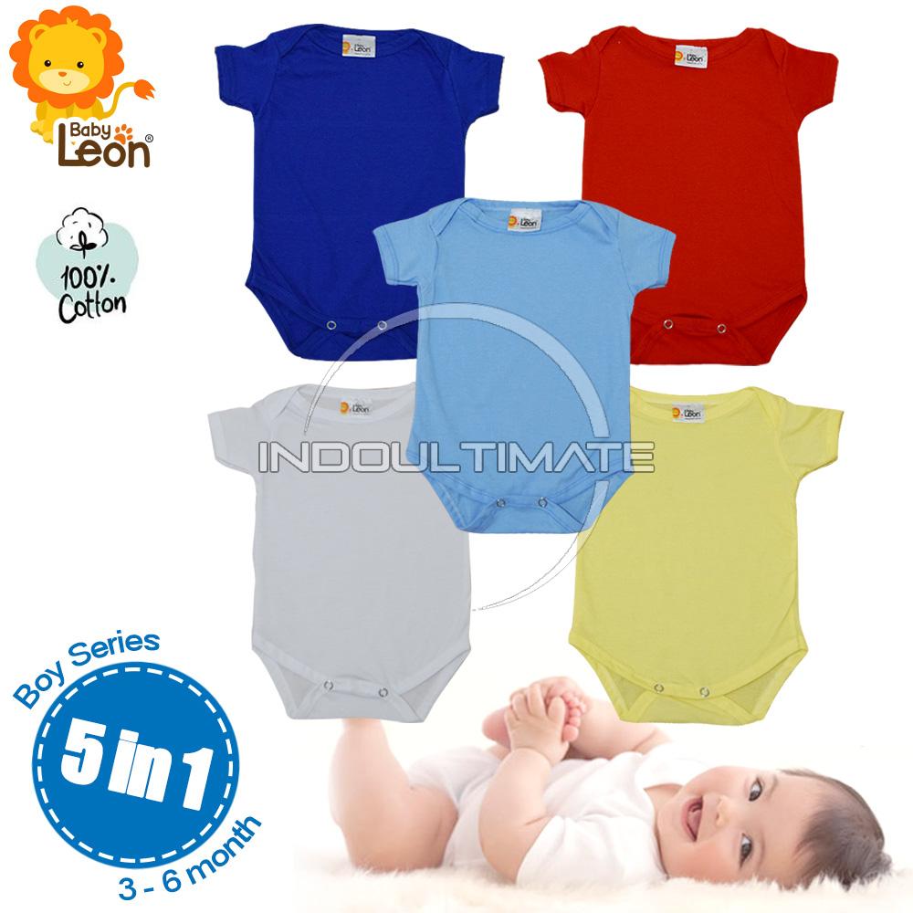 BABY LEON Baju Bayi Jumsuit 5pcs BC-01 Newborn / 100{55e037da9a70d2f692182bf73e9ad7c46940d20c7297ef2687c837f7bdb7b002} katun / Pakaian bayi / perlengkapan bayi / baju set bayi newborn / kaos bayi