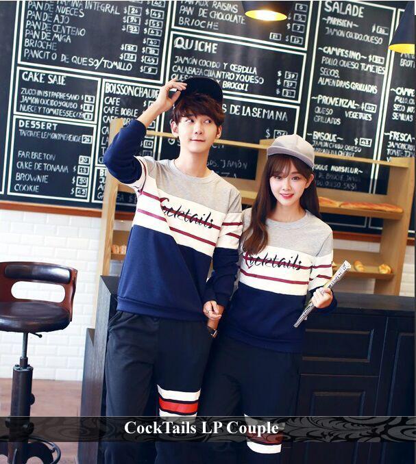LenganPanjang Baju Lengan Panjang Couple Kaos Kembar Simple Cocktails