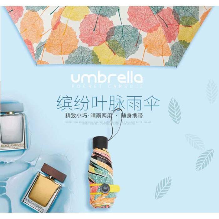 Payung Mini Anti UV Dengan Felt Bag - Maple Leaf